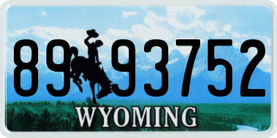 WY license plate 8993752
