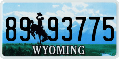 WY license plate 8993775