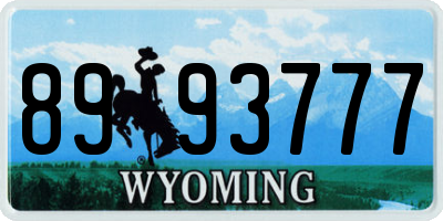 WY license plate 8993777