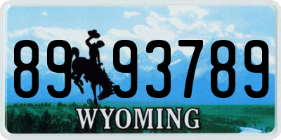 WY license plate 8993789