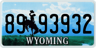 WY license plate 8993932