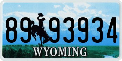 WY license plate 8993934