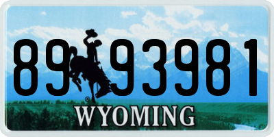 WY license plate 8993981