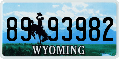 WY license plate 8993982
