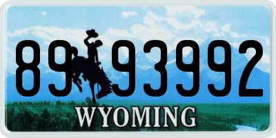 WY license plate 8993992