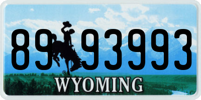 WY license plate 8993993