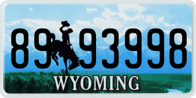 WY license plate 8993998