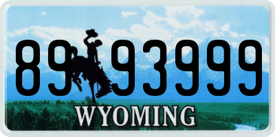 WY license plate 8993999