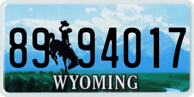 WY license plate 8994017
