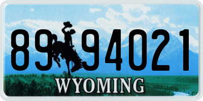 WY license plate 8994021