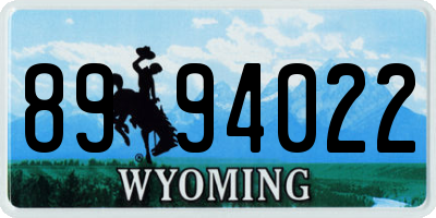 WY license plate 8994022