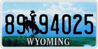 WY license plate 8994025