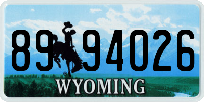 WY license plate 8994026