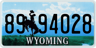 WY license plate 8994028