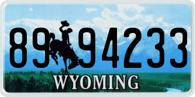 WY license plate 8994233