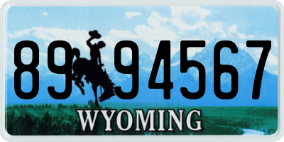 WY license plate 8994567