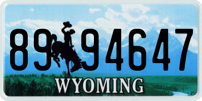 WY license plate 8994647