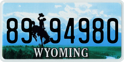 WY license plate 8994980