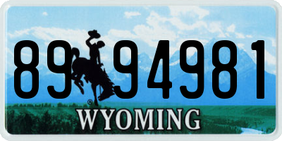 WY license plate 8994981