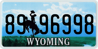 WY license plate 8996998