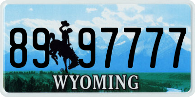 WY license plate 8997777