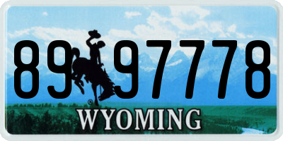 WY license plate 8997778