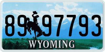 WY license plate 8997793