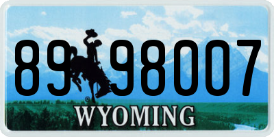 WY license plate 8998007