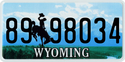 WY license plate 8998034