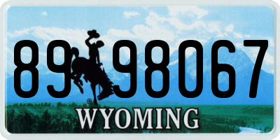 WY license plate 8998067