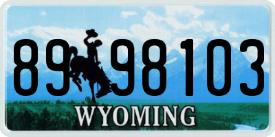 WY license plate 8998103