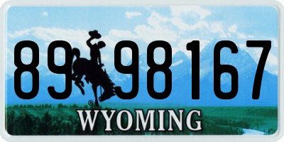 WY license plate 8998167