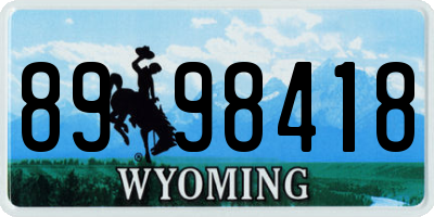 WY license plate 8998418