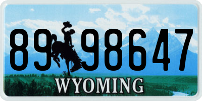 WY license plate 8998647