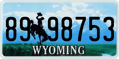 WY license plate 8998753