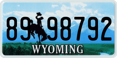 WY license plate 8998792
