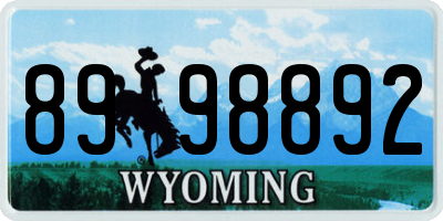 WY license plate 8998892