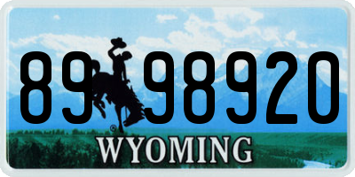 WY license plate 8998920