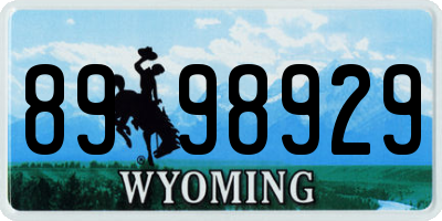 WY license plate 8998929