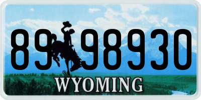 WY license plate 8998930