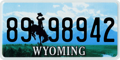WY license plate 8998942