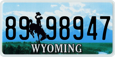 WY license plate 8998947