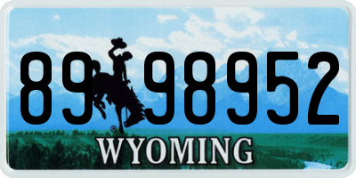 WY license plate 8998952