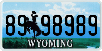 WY license plate 8998989