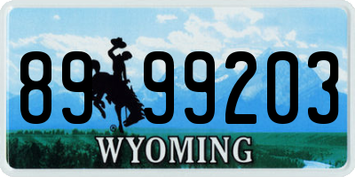 WY license plate 8999203