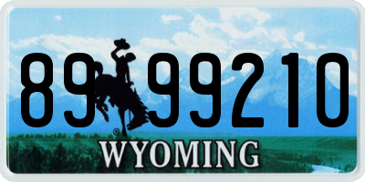WY license plate 8999210