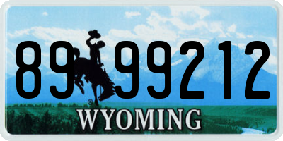 WY license plate 8999212