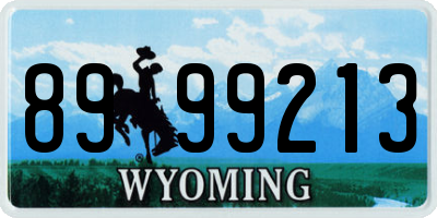 WY license plate 8999213