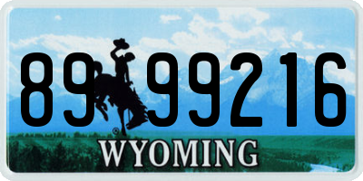 WY license plate 8999216