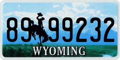 WY license plate 8999232